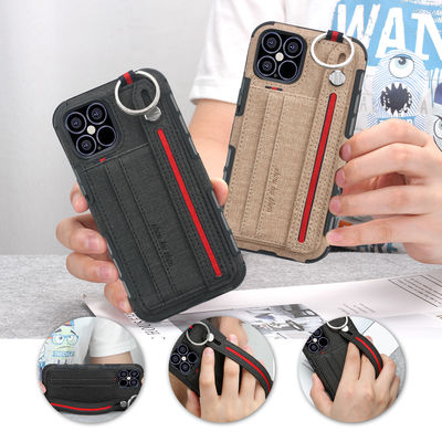 Lanyard Strap Leather Phone Cases per Iphone 14 13 Scratchproof
