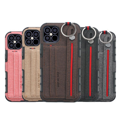 Lanyard Strap Leather Phone Cases per Iphone 14 13 Scratchproof