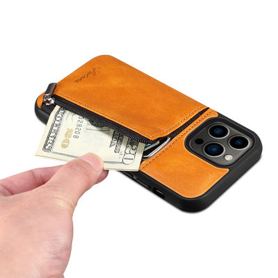 Cassa di lusso di cuoio genuina del portafoglio di Iphone delle casse del telefono moderna