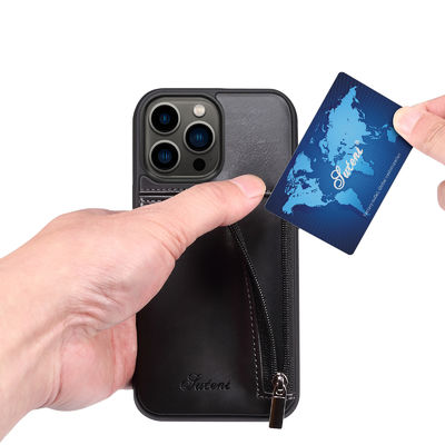 Cassa di lusso di cuoio genuina del portafoglio di Iphone delle casse del telefono moderna