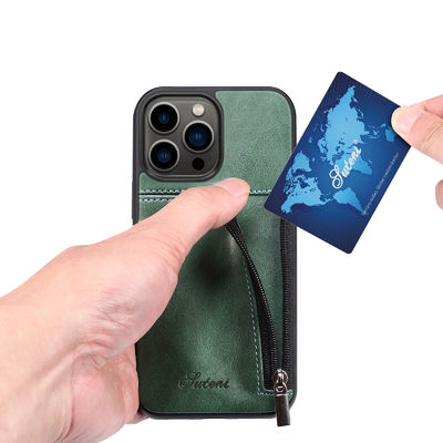 Cassa di lusso di cuoio genuina del portafoglio di Iphone delle casse del telefono moderna