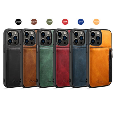 Cassa di lusso di cuoio genuina del portafoglio di Iphone delle casse del telefono moderna