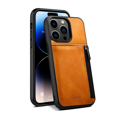 Cassa di lusso di cuoio genuina del portafoglio di Iphone delle casse del telefono moderna