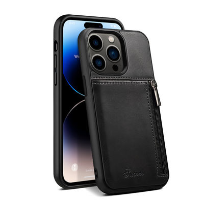 Cassa di lusso di cuoio genuina del portafoglio di Iphone delle casse del telefono moderna