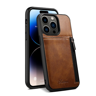 Cassa di lusso di cuoio genuina del portafoglio di Iphone delle casse del telefono moderna