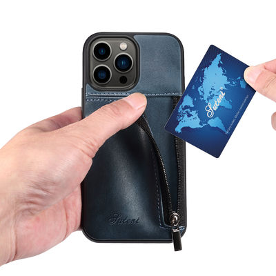 Cassa di lusso di cuoio genuina del portafoglio di Iphone delle casse del telefono moderna