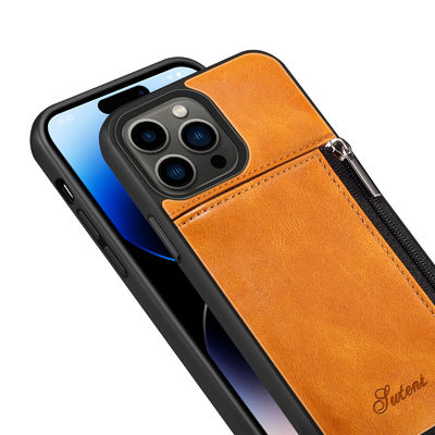 Cassa di lusso di cuoio genuina del portafoglio di Iphone delle casse del telefono moderna