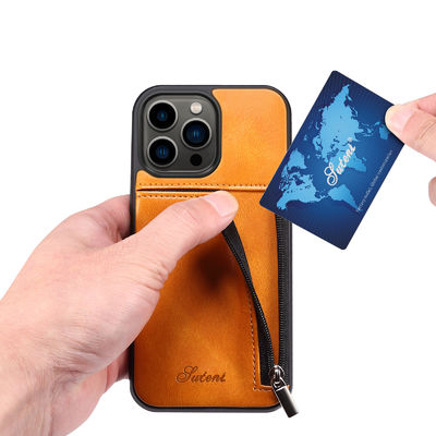 Cassa di lusso di cuoio genuina del portafoglio di Iphone delle casse del telefono moderna