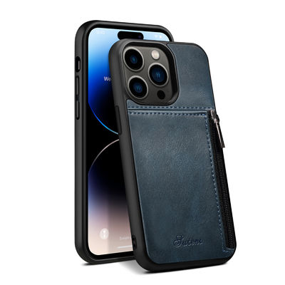 Cassa di lusso di cuoio genuina del portafoglio di Iphone delle casse del telefono moderna
