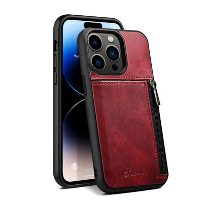 Cassa di lusso di cuoio genuina del portafoglio di Iphone delle casse del telefono moderna