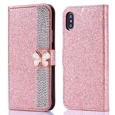 Flash Powder Electroplated Diamond Inlay Phone Case Per Iphone Xr Xs 11 12 13 14 Pro Max Cell Cover