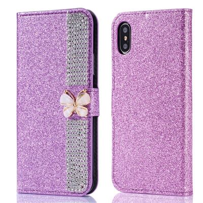 Flash Powder Electroplated Diamond Inlay Phone Case Per Iphone Xr Xs 11 12 13 14 Pro Max Cell Cover