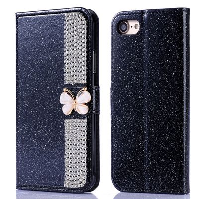 Flash Powder Electroplated Diamond Inlay Phone Case Per Iphone Xr Xs 11 12 13 14 Pro Max Cell Cover