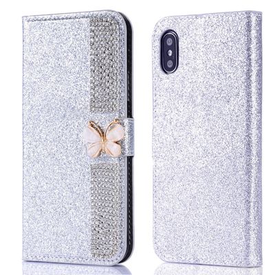 Flash Powder Electroplated Diamond Inlay Phone Case Per Iphone Xr Xs 11 12 13 14 Pro Max Cell Cover
