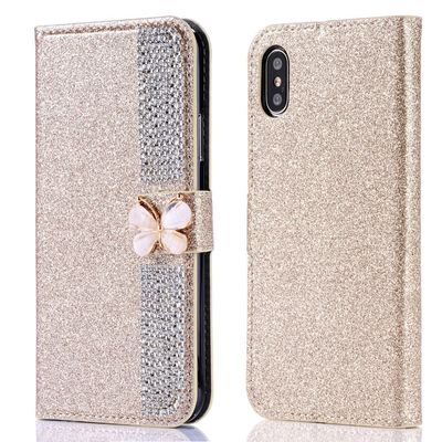 Flash Powder Electroplated Diamond Inlay Phone Case Per Iphone Xr Xs 11 12 13 14 Pro Max Cell Cover